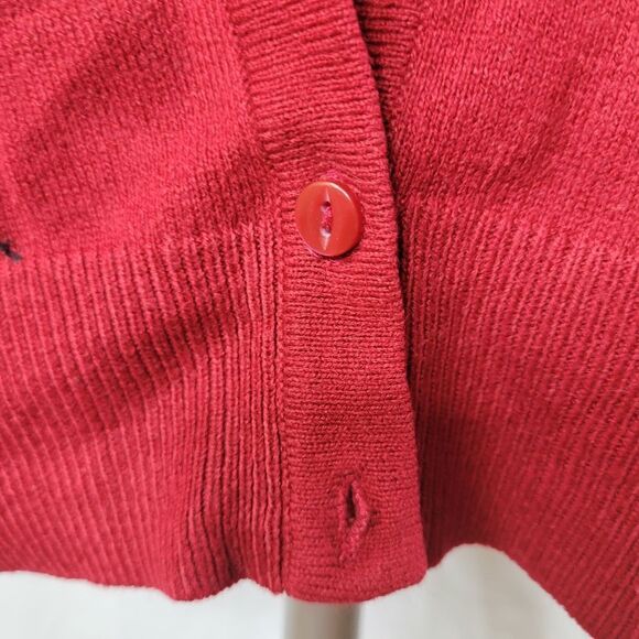 Croft & Barrow Red Button Front Argyle Long Sleeve Sweater - Picture 7 of 7